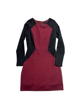 Banana Republic Burgundy & Black Colorblock Ponte Sheath Dress